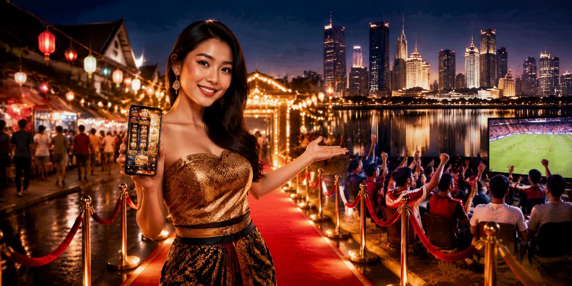 Seseorang bermain casino mobile di malam hari dengan santai di pasar malam